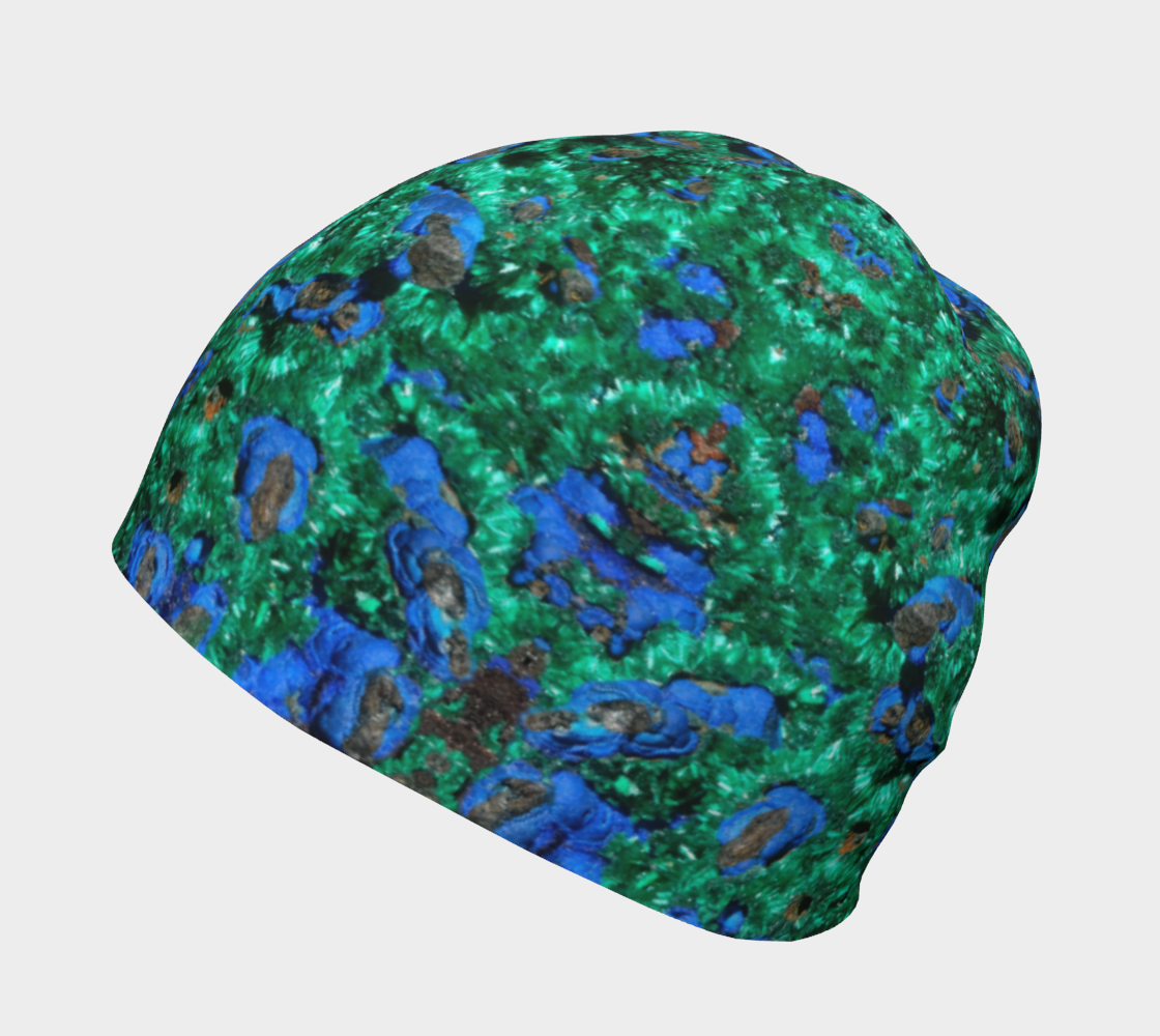 Beanie: Malachite Crystals and Azurite Botryoids, Queen Copper Mine, Bisbee, Arizona, USA, EX Yale, Circa 1900, Original Color Version 2