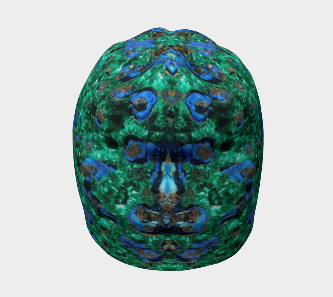 Beanie: Malachite Crystals and Azurite Botryoids, Queen Copper Mine, Bisbee, Arizona, USA, EX Yale, Circa 1900, Original Color Version 2