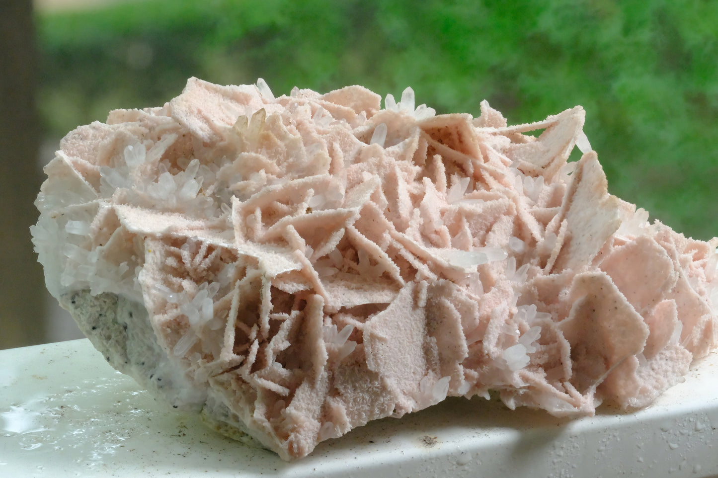 Long Scarf: Rhodocrosite with Quartz, Bulgaria, Original Color