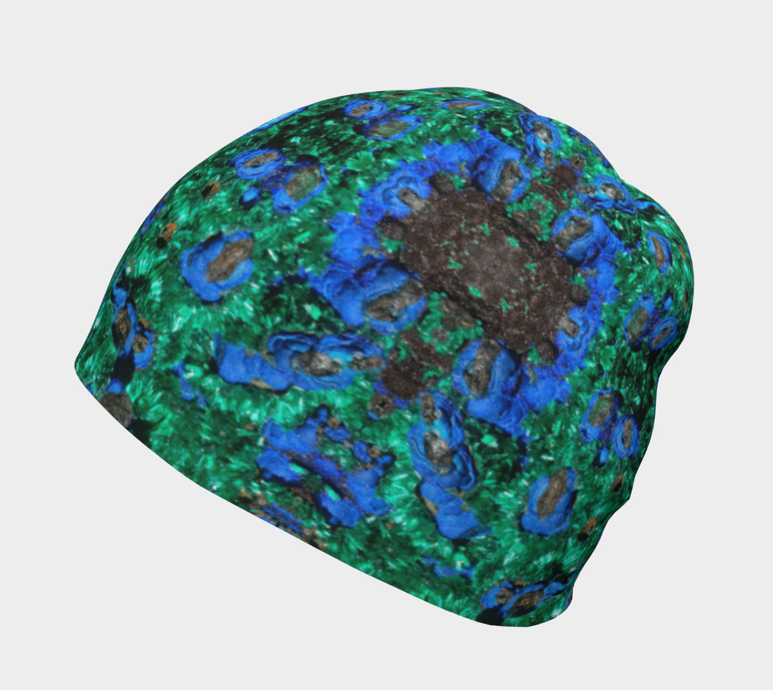 Beanie: Malachite Crystals and Azurite Botryoids, Queen Copper Mine, Bisbee, Arizona, USA, EX Yale, Circa 1900, Original Color Version 1