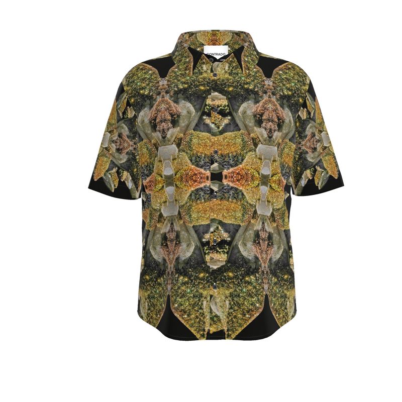 Mens Short Sleeve Shirt: Calcite with Irridescent Marcasite,Brushy Creek , Viburnum Trend, Missouri, USA, Neal Pfaff , Original Color