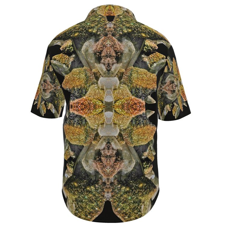 Mens Short Sleeve Shirt: Calcite with Irridescent Marcasite,Brushy Creek , Viburnum Trend, Missouri, USA, Neal Pfaff , Original Color