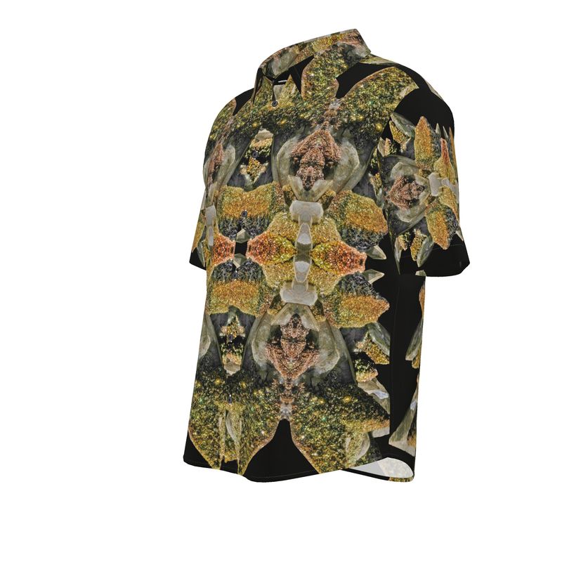 Mens Short Sleeve Shirt: Calcite with Irridescent Marcasite,Brushy Creek , Viburnum Trend, Missouri, USA, Neal Pfaff , Original Color