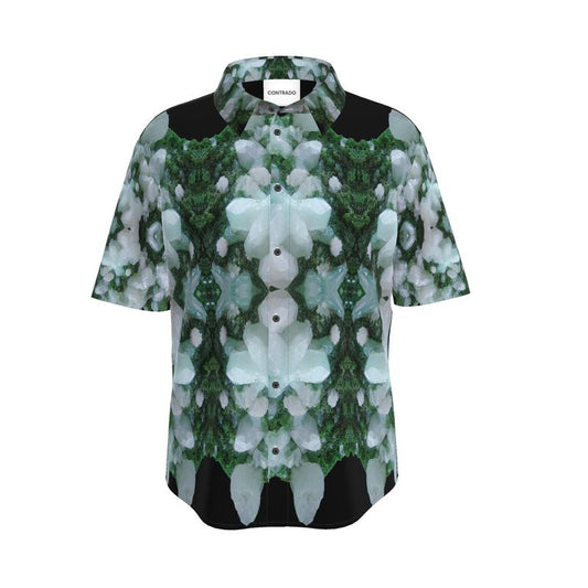 Mens Short Sleeve Shirt: Cerussite On Motramite, Flowers, Tsumeb, Namibia, EX Lawrence Conklin, Original Color