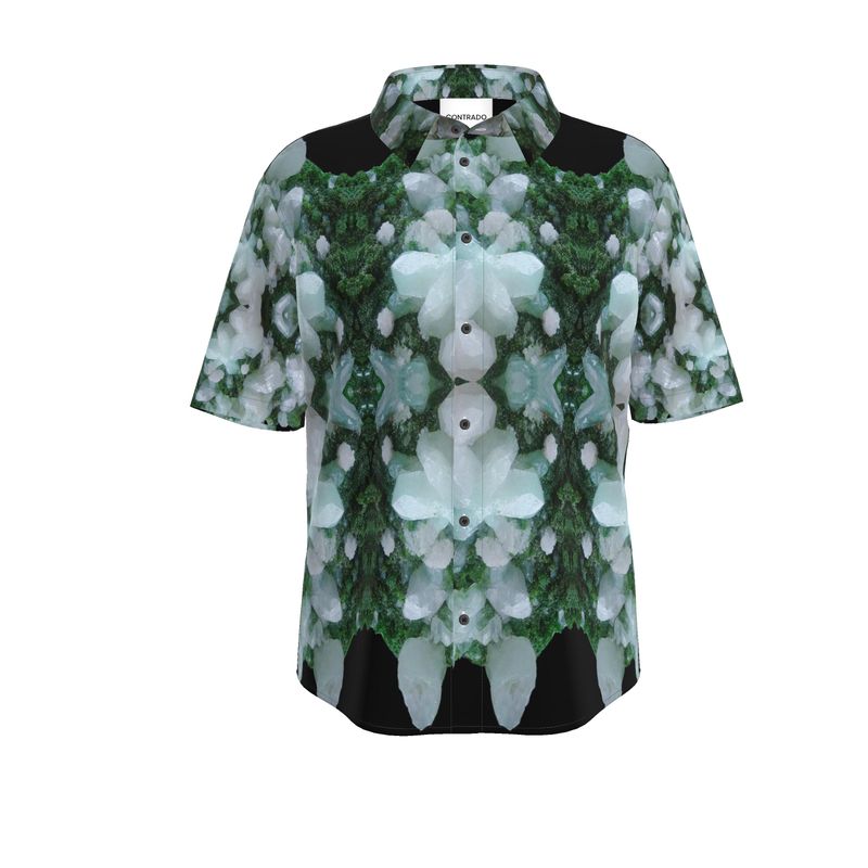 Mens Short Sleeve Shirt: Cerussite On Motramite, Flowers, Tsumeb, Namibia, EX Lawrence Conklin, Original Color