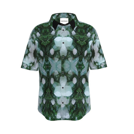 Mens Short Sleeve Shirt: Cerussite On Motramite, Flowers, Tsumeb, Namibia, EX Lawrence Conklin, Original Color