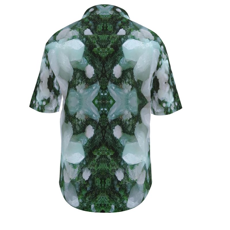 Mens Short Sleeve Shirt: Cerussite On Motramite, Flowers, Tsumeb, Namibia, EX Lawrence Conklin, Original Color