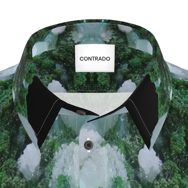 Mens Short Sleeve Shirt: Cerussite On Motramite, Flowers, Tsumeb, Namibia, EX Lawrence Conklin, Original Color