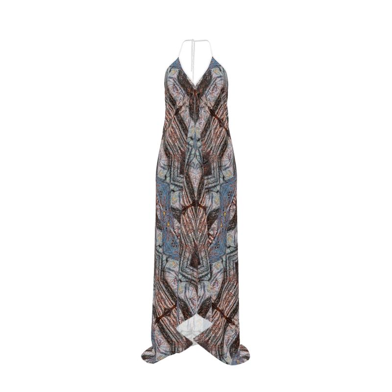 Halterneck backless dress: Limonite pseudo Pyrite, Irridescent, Raleigh