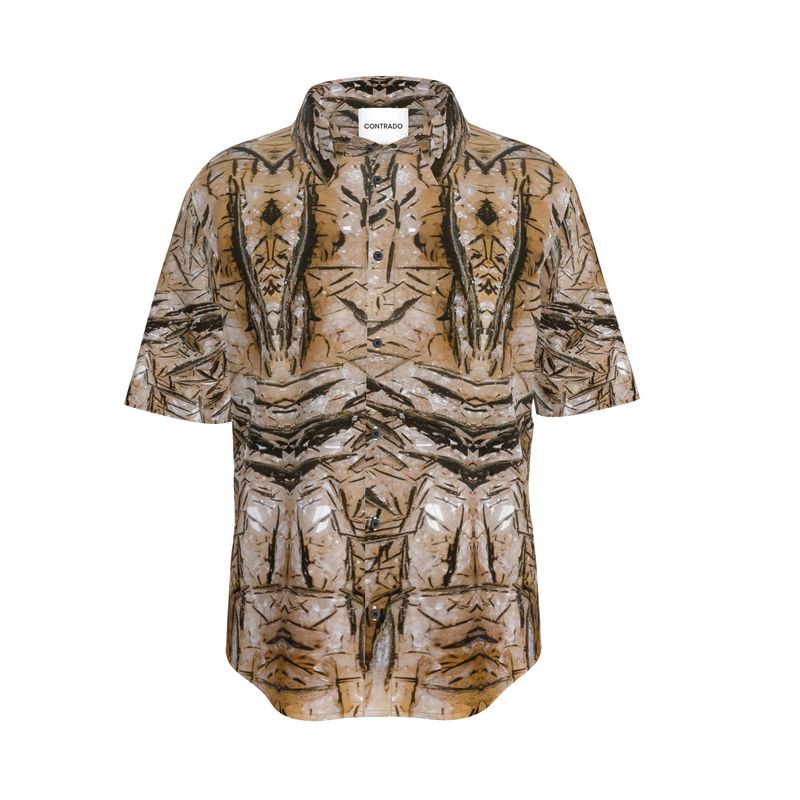 Mens Short Sleeve Shirt: Goethite, on Calcite, South Africa, Original Color