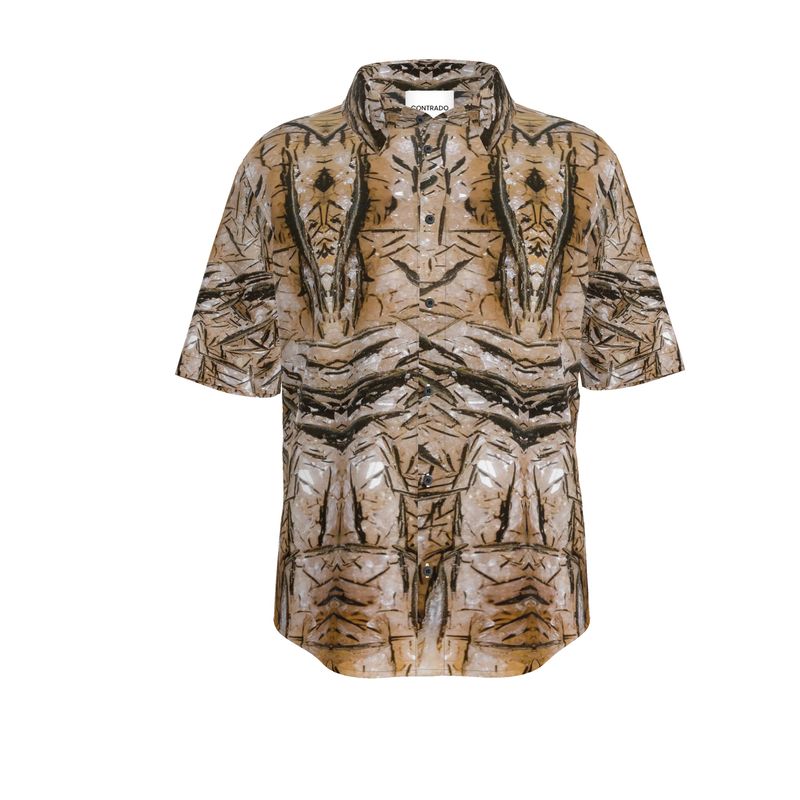 Mens Short Sleeve Shirt: Goethite, on Calcite, South Africa, Original Color