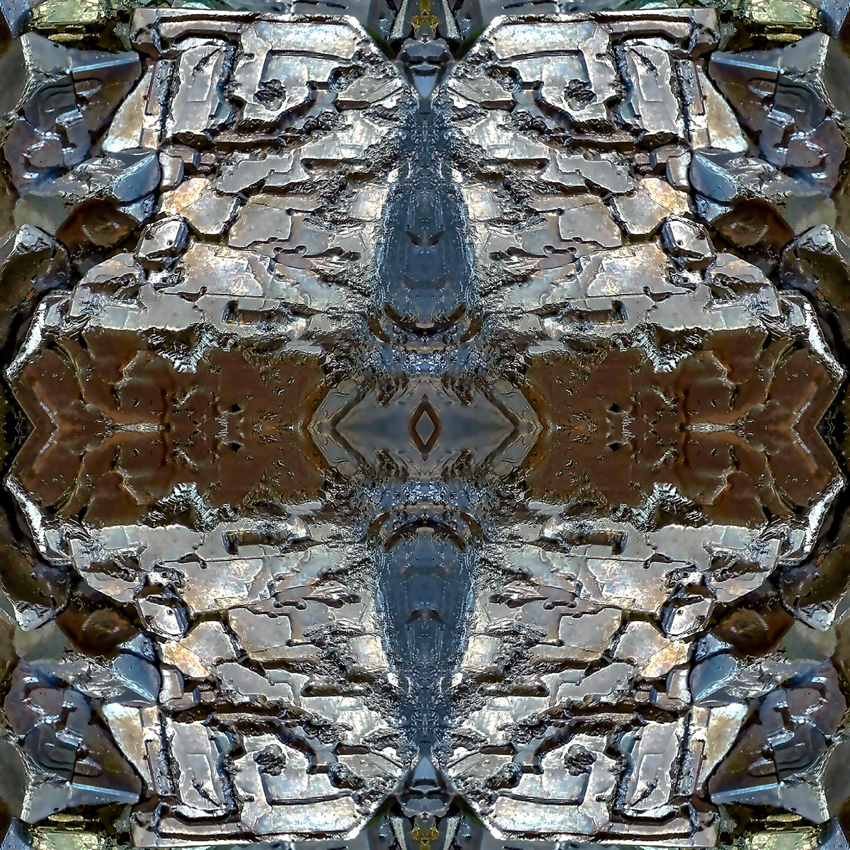 Tablecloth: Galena, with Chalcopyrite — Dalnegorsk, Primorsky Krai, Russia — Inverted Color