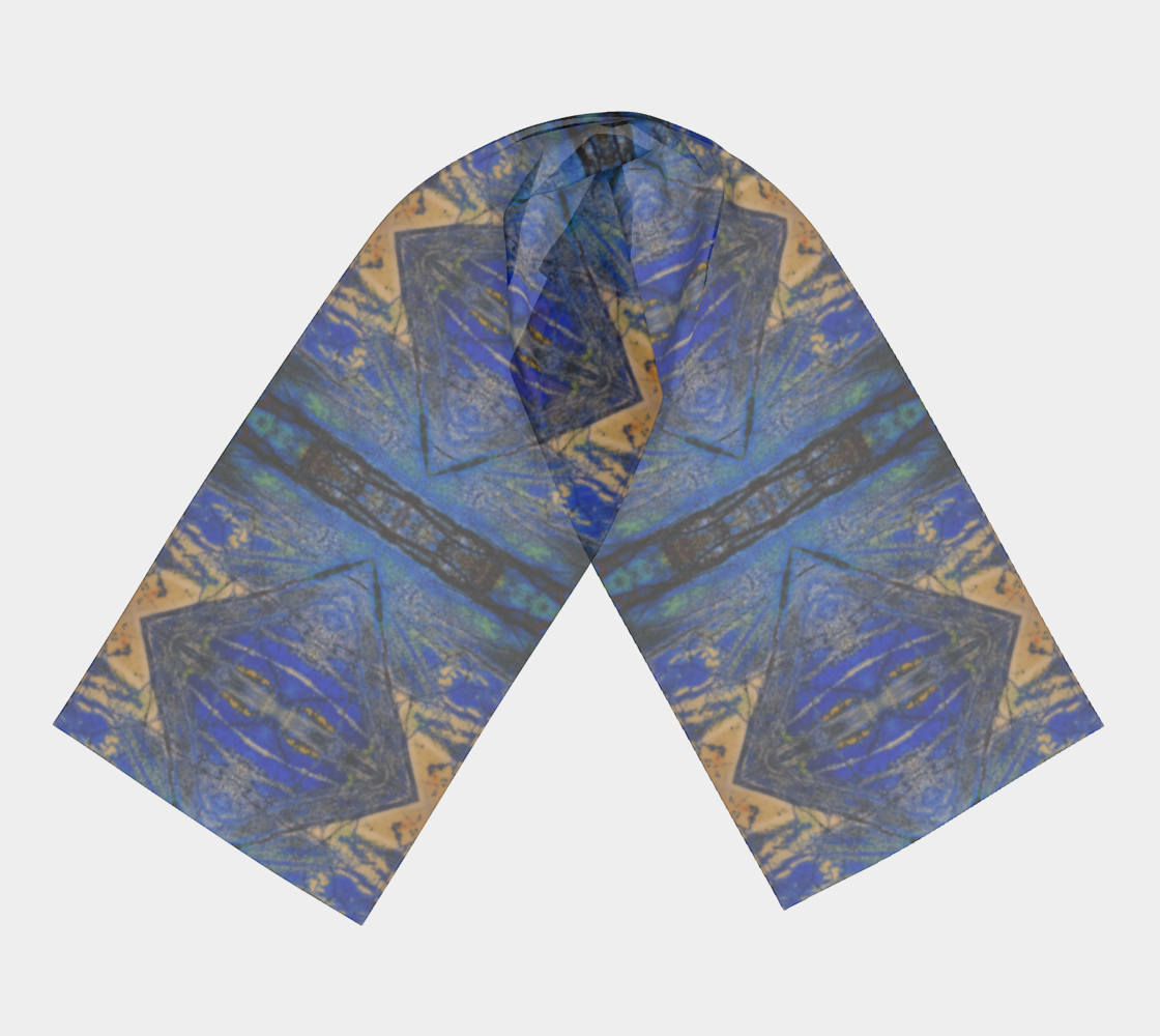 Long Scarf: Azurite, with Malachite, Siberia, Russia, Original Color