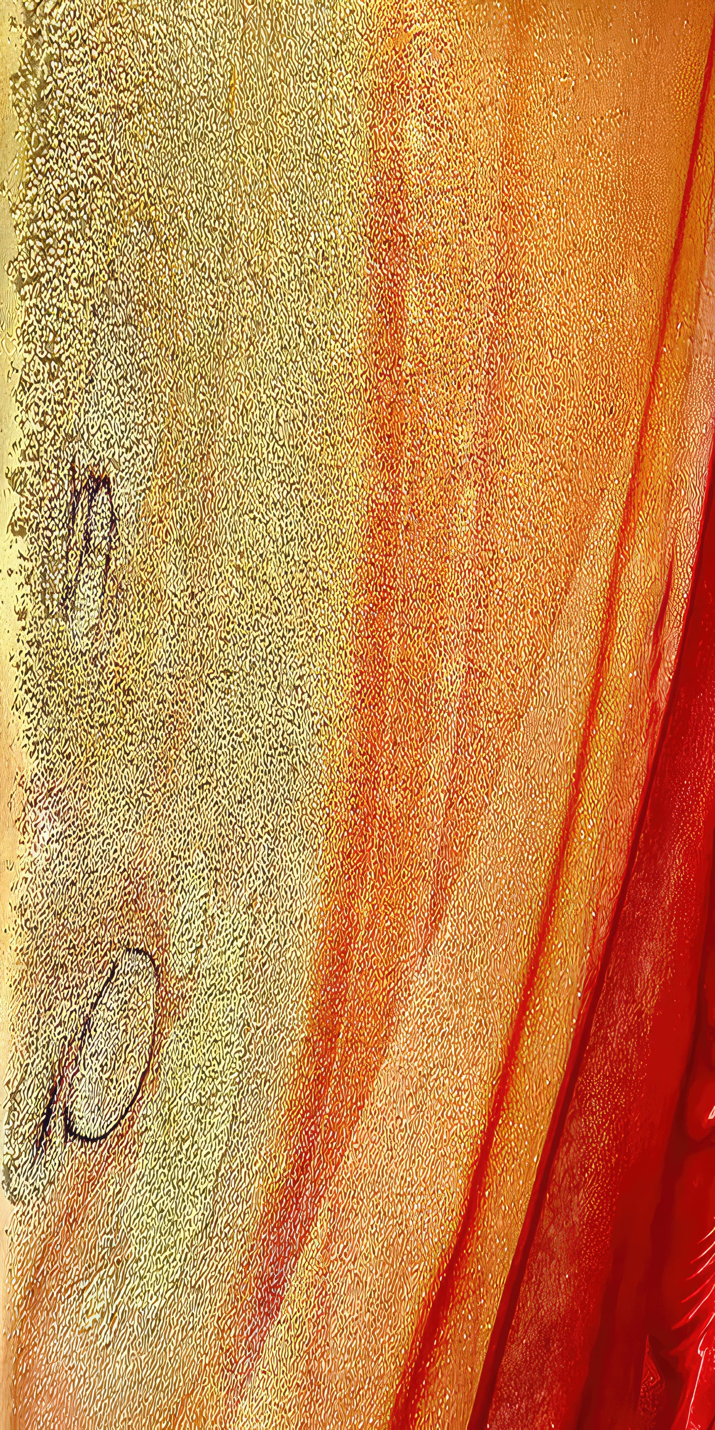 Long Scarf : F & C Color Red and Yellow Oxide, Dispersing in Croom Acrylic House Paint, Original Color