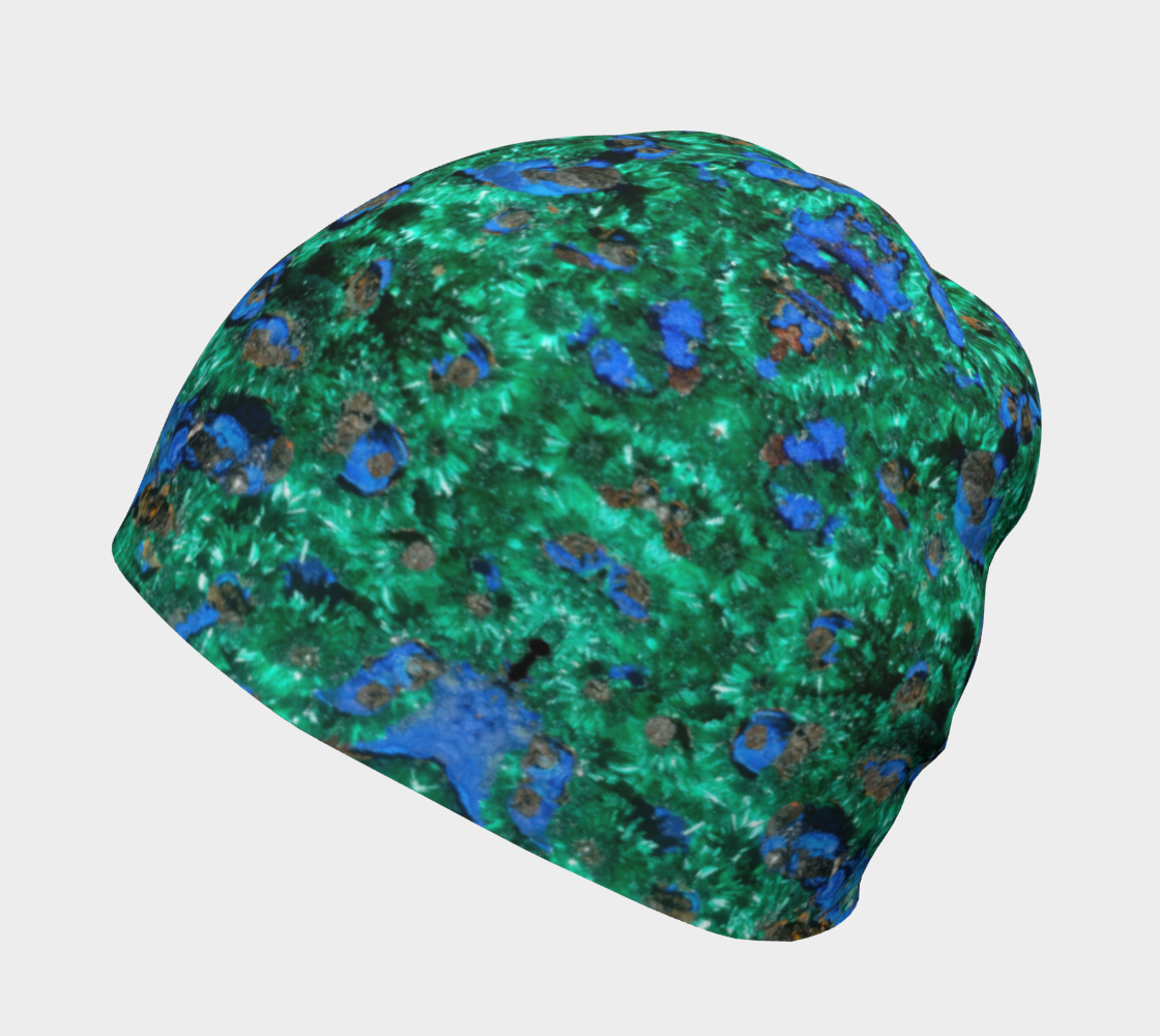 Beanie: Malachite Crystals and Azurite Botryoids, Queen Copper Mine, Bisbee, Arizona, USA, EX Yale, Circa 1900, Original Color Version 3