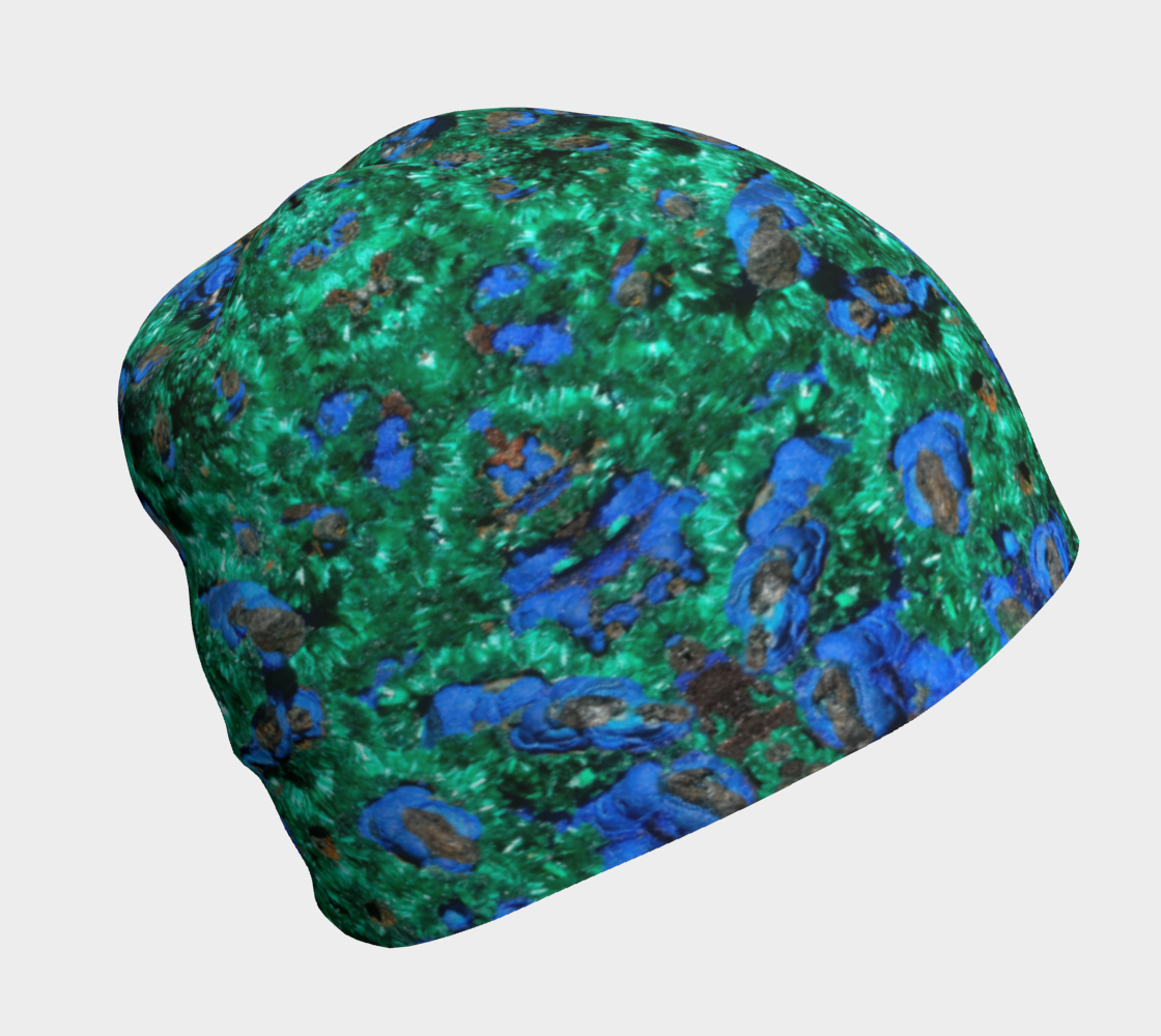 Beanie: Malachite Crystals and Azurite Botryoids, Queen Copper Mine, Bisbee, Arizona, USA, EX Yale, Circa 1900, Original Color Version 2