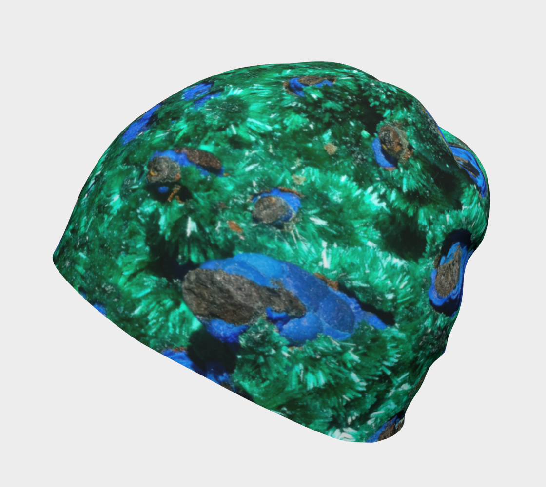 Beanie: Malachite Crystals and Azurite Botryoids, Queen Copper Mine, Bisbee, Arizona, USA, EX Yale, Circa 1900, Original Color Version 5