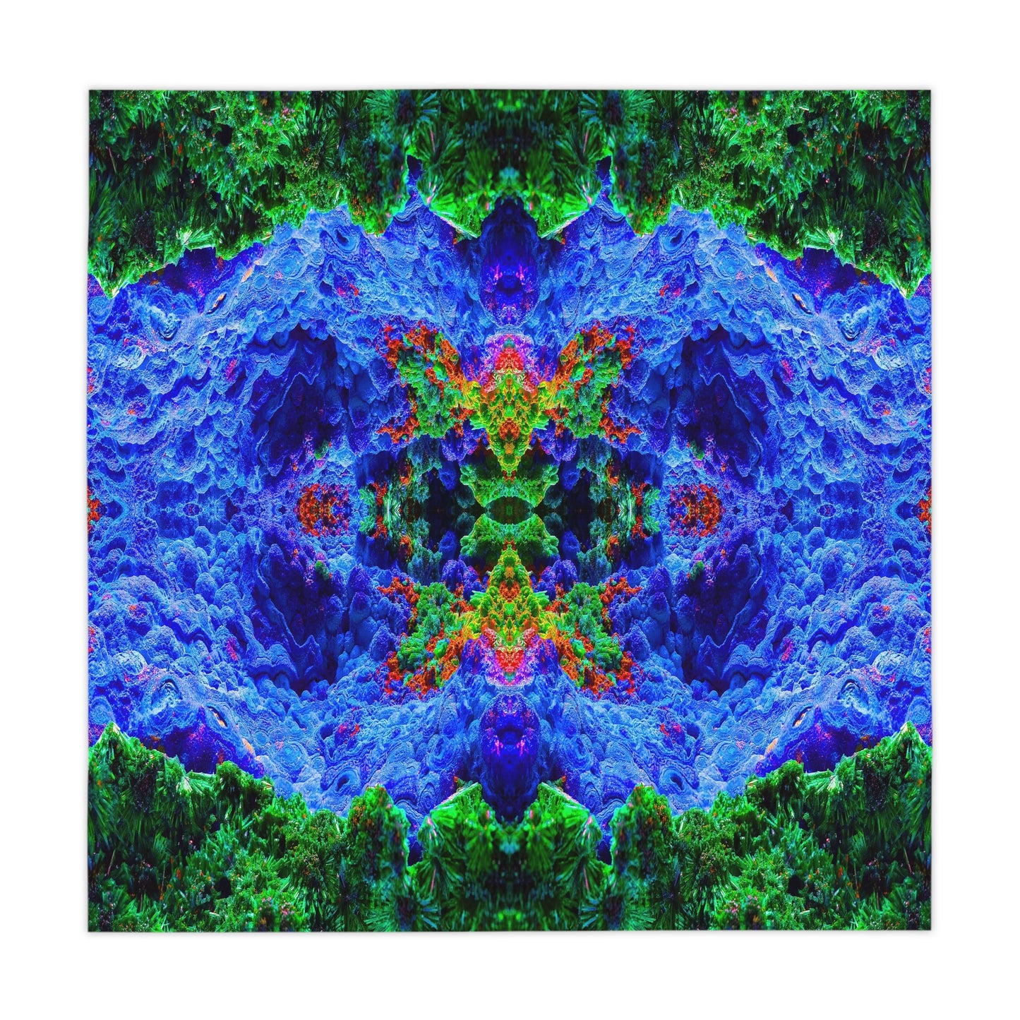 Tablecloth: Malachite Crystals and Azurite Botryoids, Queen Copper Mine, Bisbee, Arizona, USA, Yale Circa 1900, Original Color