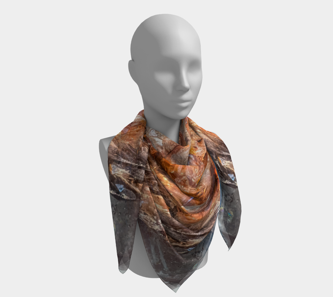 Square Scarf: Quartz, Mud Included, Alexander County, North Carolina, USA, EX Kenny Gay, Original Color