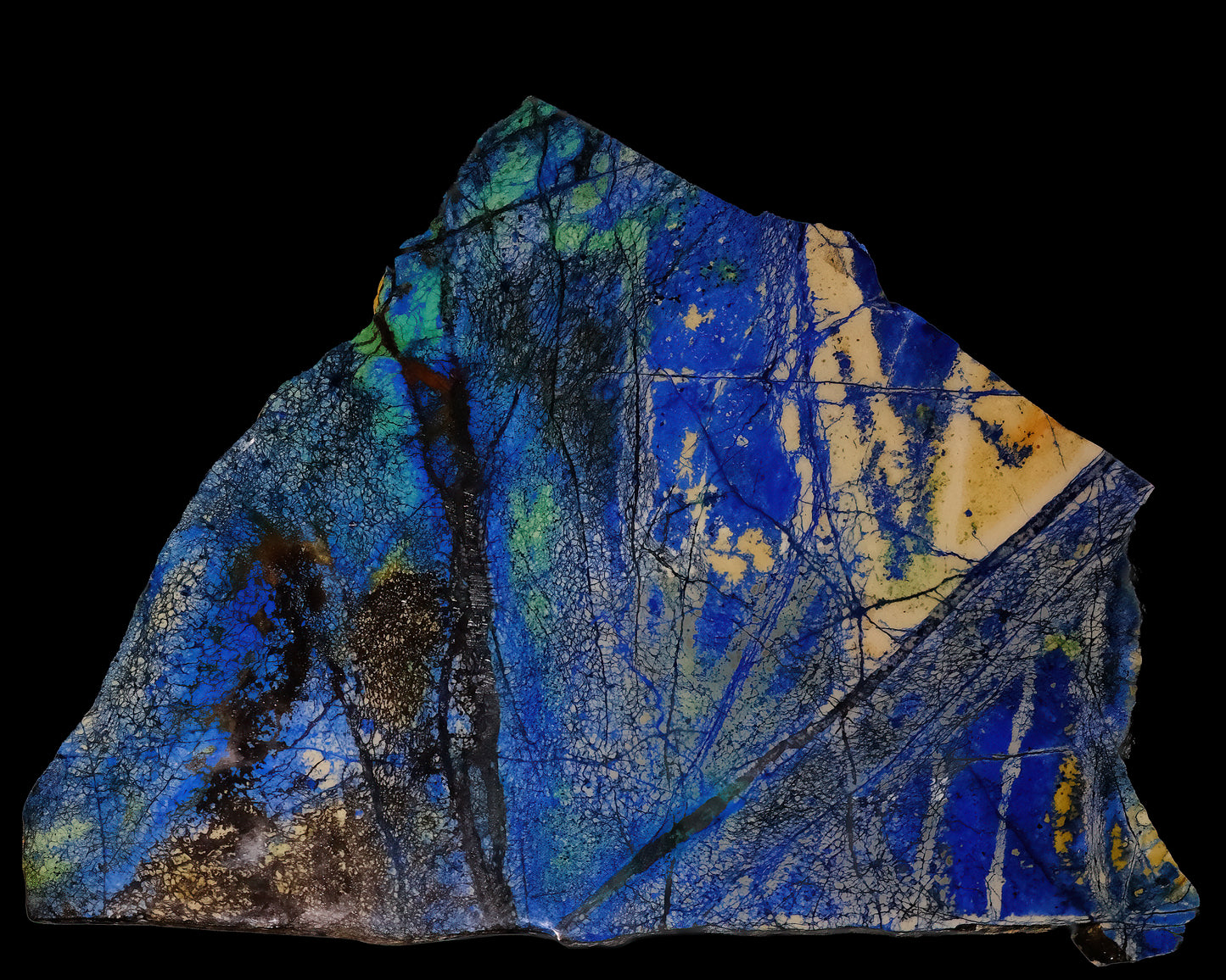 Long Scarf: Azurite, with Malachite, Siberia, Russia, Original Color