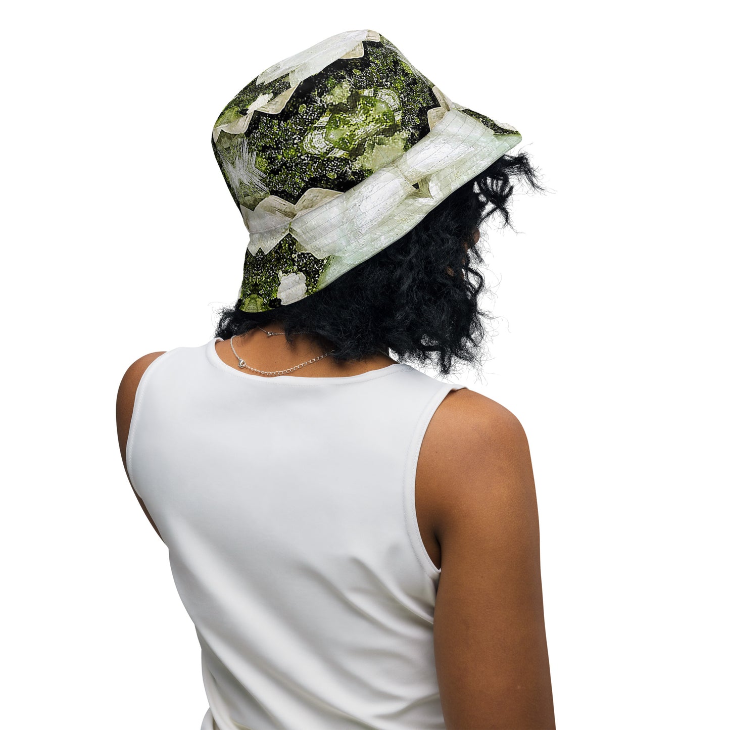 Bucket Hat: Cerussite Flowers, on Mottramite, Tsumed, Namibia, Ex Lawrence Conkin, Original ColorReversible bucket hat
