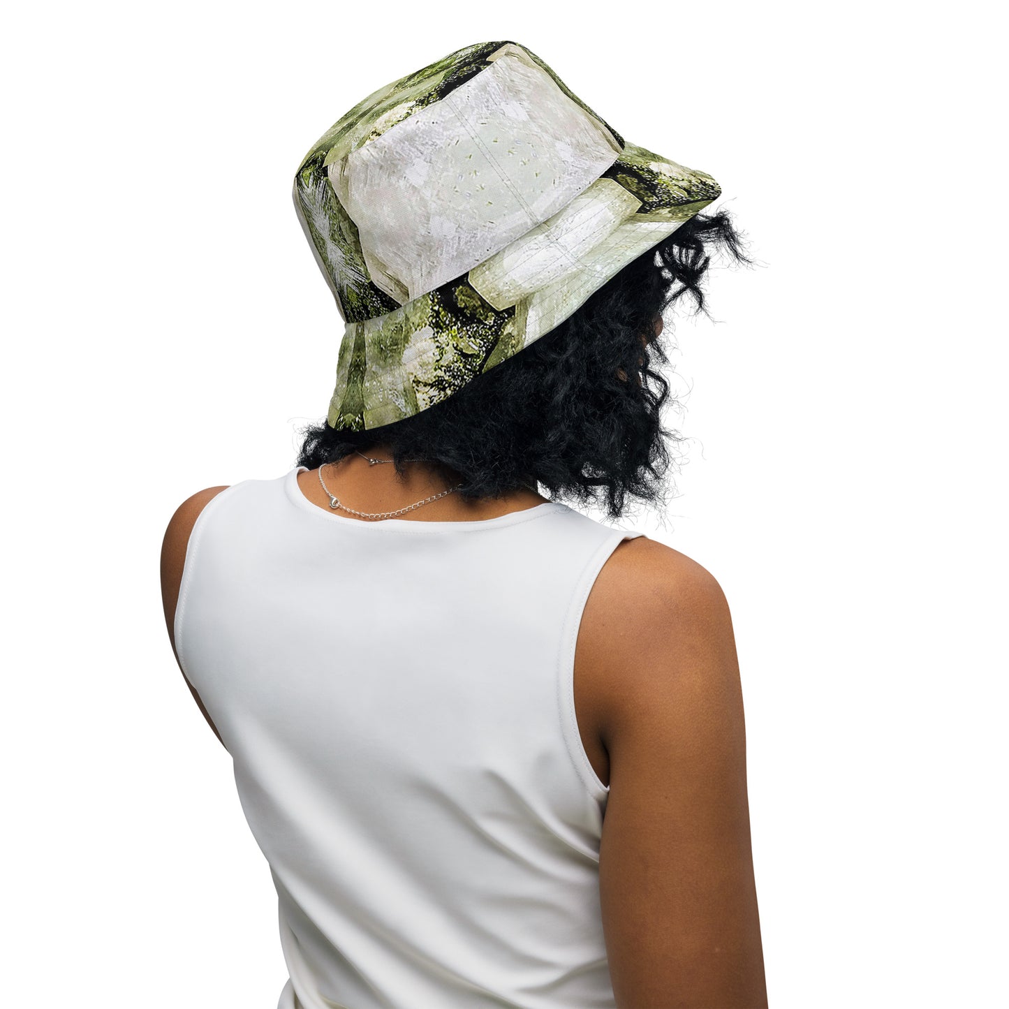 Bucket Hat: Cerussite Flowers, on Mottramite, Tsumed, Namibia, Ex Lawrence Conkin, Original ColorReversible bucket hat