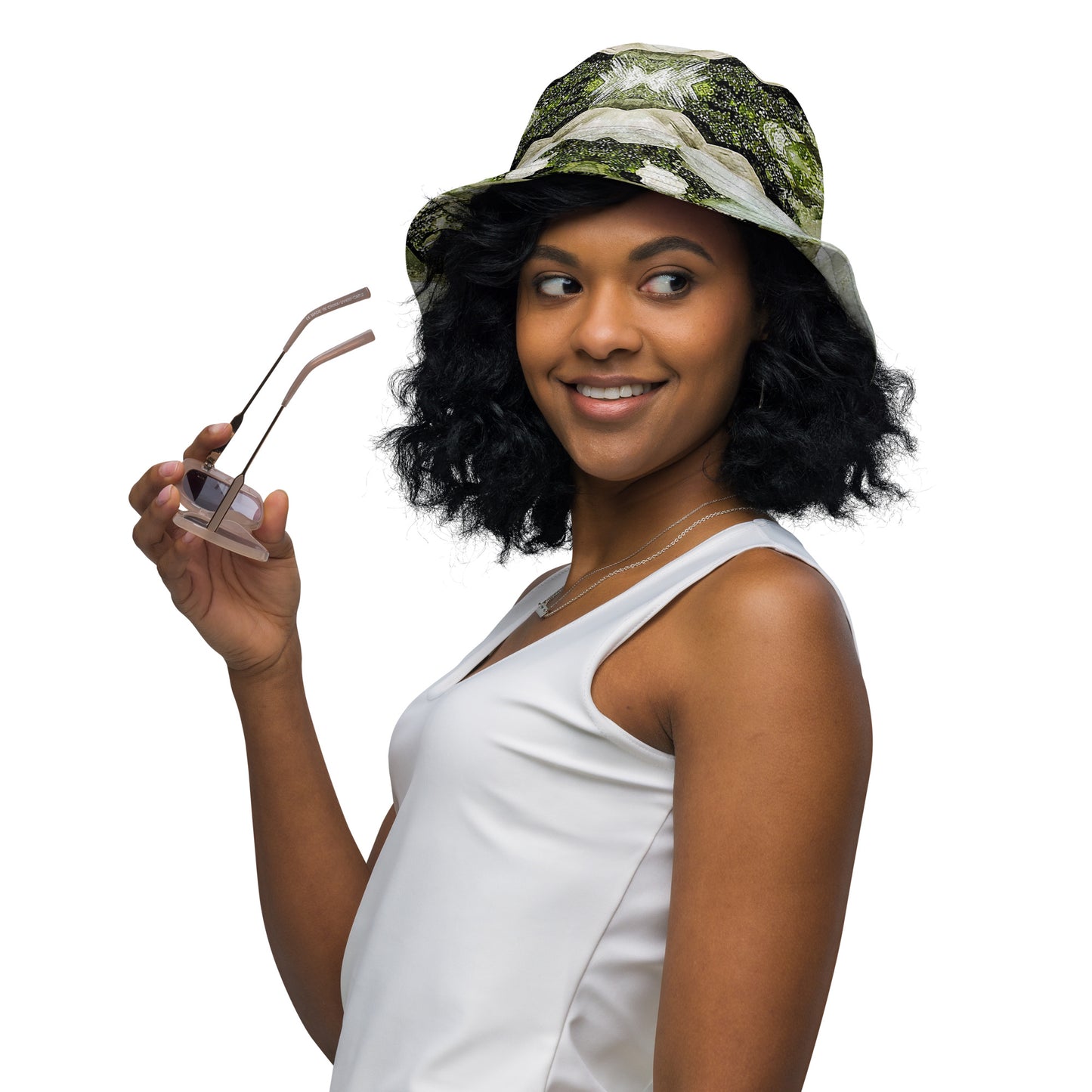 Bucket Hat: Cerussite Flowers, on Mottramite, Tsumed, Namibia, Ex Lawrence Conkin, Original ColorReversible bucket hat