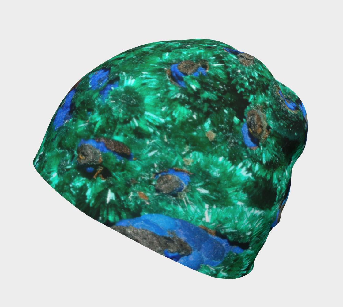Beanie: Malachite Crystals and Azurite Botryoids, Queen Copper Mine, Bisbee, Arizona, USA, EX Yale, Circa 1900, Original Color, ver **