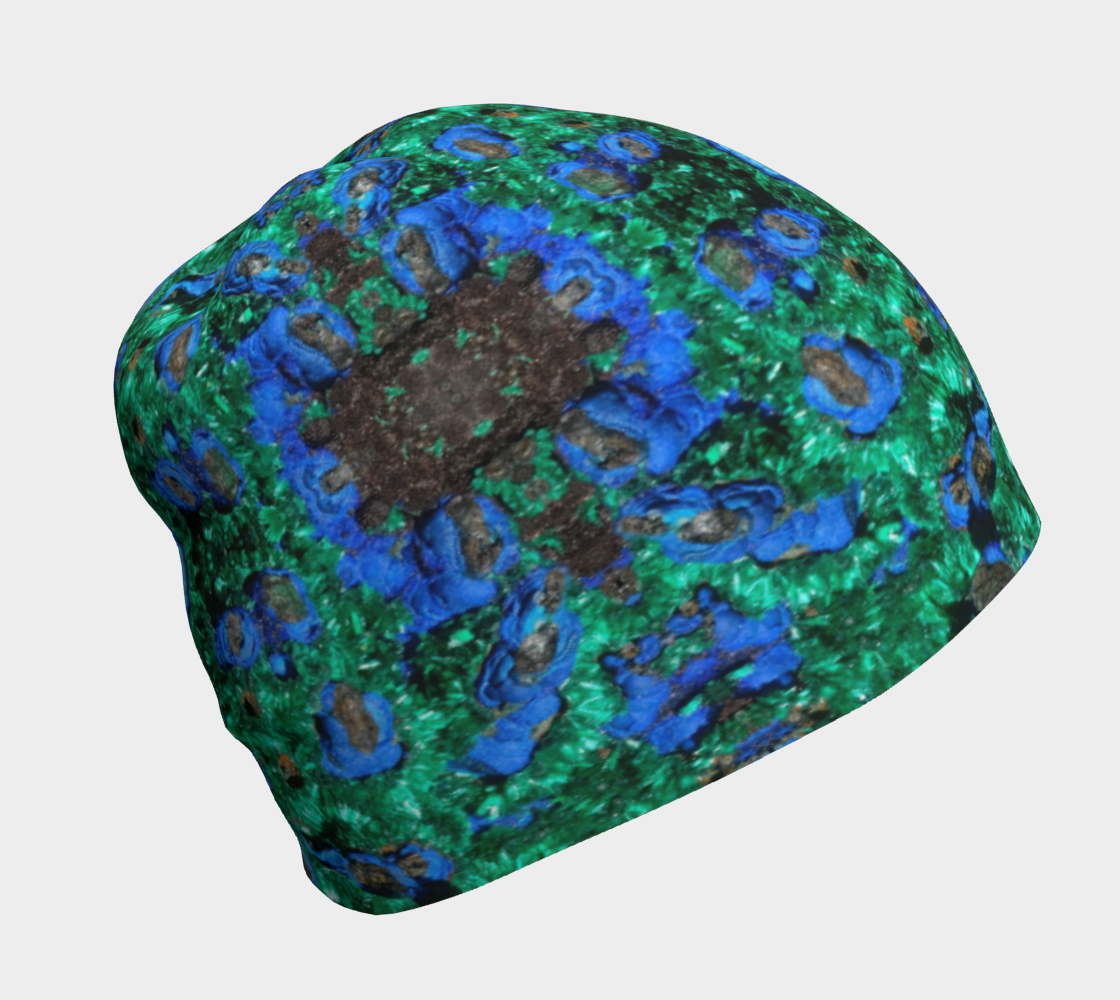 Beanie: Malachite Crystals and Azurite Botryoids, Queen Copper Mine, Bisbee, Arizona, USA, EX Yale, Circa 1900, Original Color Version 1
