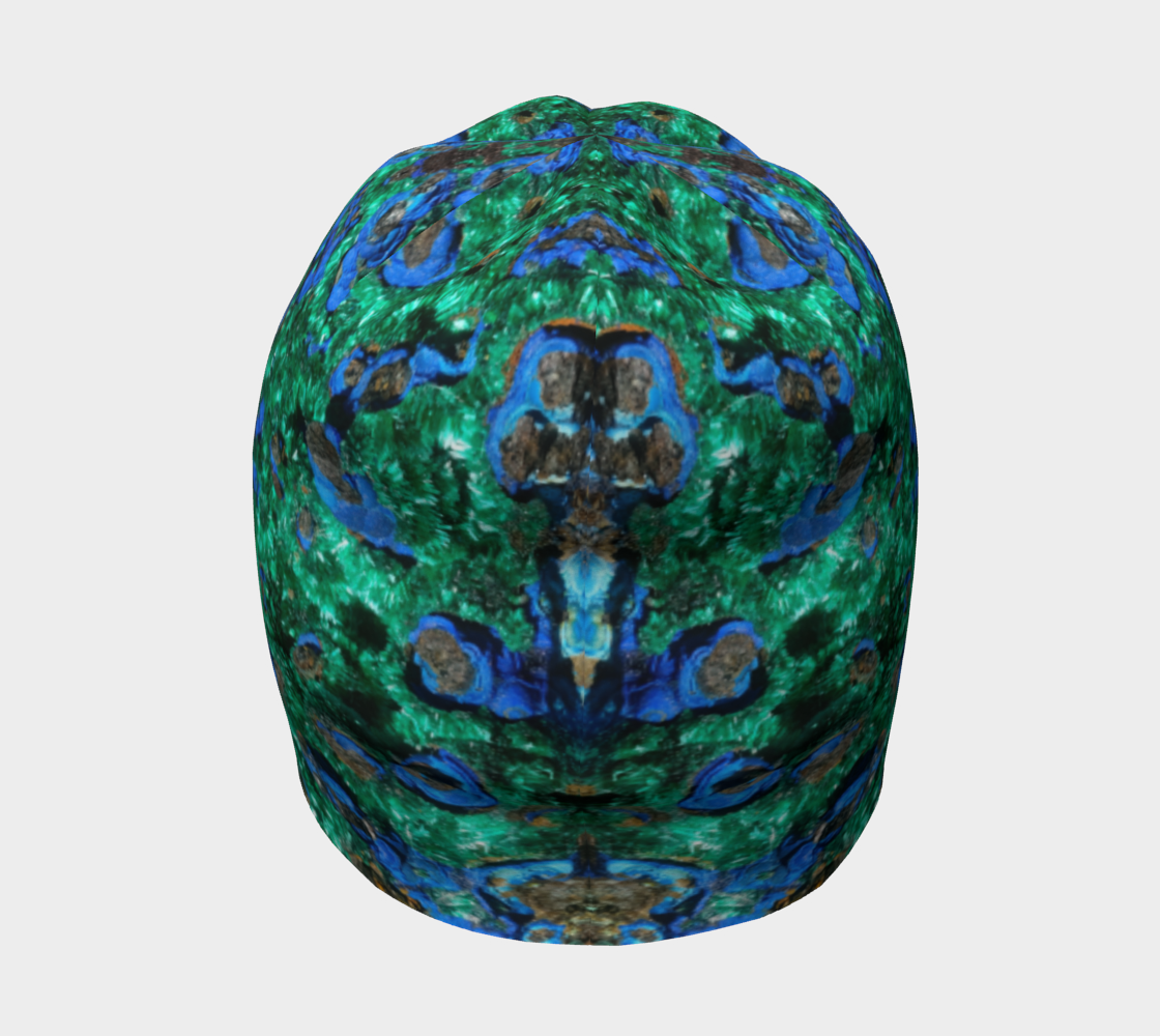 Beanie: Malachite Crystals and Azurite Botryoids, Queen Copper Mine, Bisbee, Arizona, USA, EX Yale, Circa 1900, Original Color Version 3