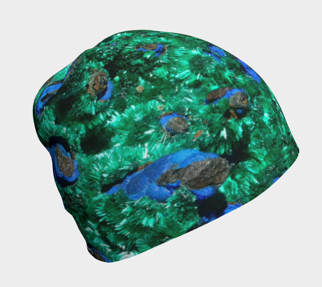 Beanie: Malachite Crystals and Azurite Botryoids, Queen Copper Mine, Bisbee, Arizona, USA, EX Yale, Circa 1900, Original Color Version 5