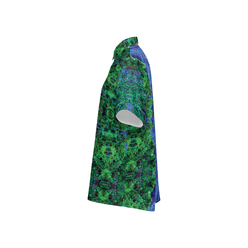Short Sleeve ButtonUp Shirt: Malachite Crystals and Azurite Botryoids, Queen Copper Mine, Bisbee, Arizona, USA, EX Yale, Circa 1900, Original Color