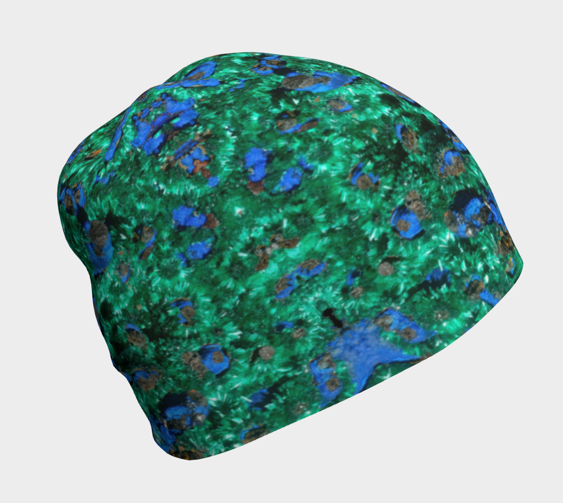 Beanie: Malachite Crystals and Azurite Botryoids, Queen Copper Mine, Bisbee, Arizona, USA, EX Yale, Circa 1900, Original Color Version 3