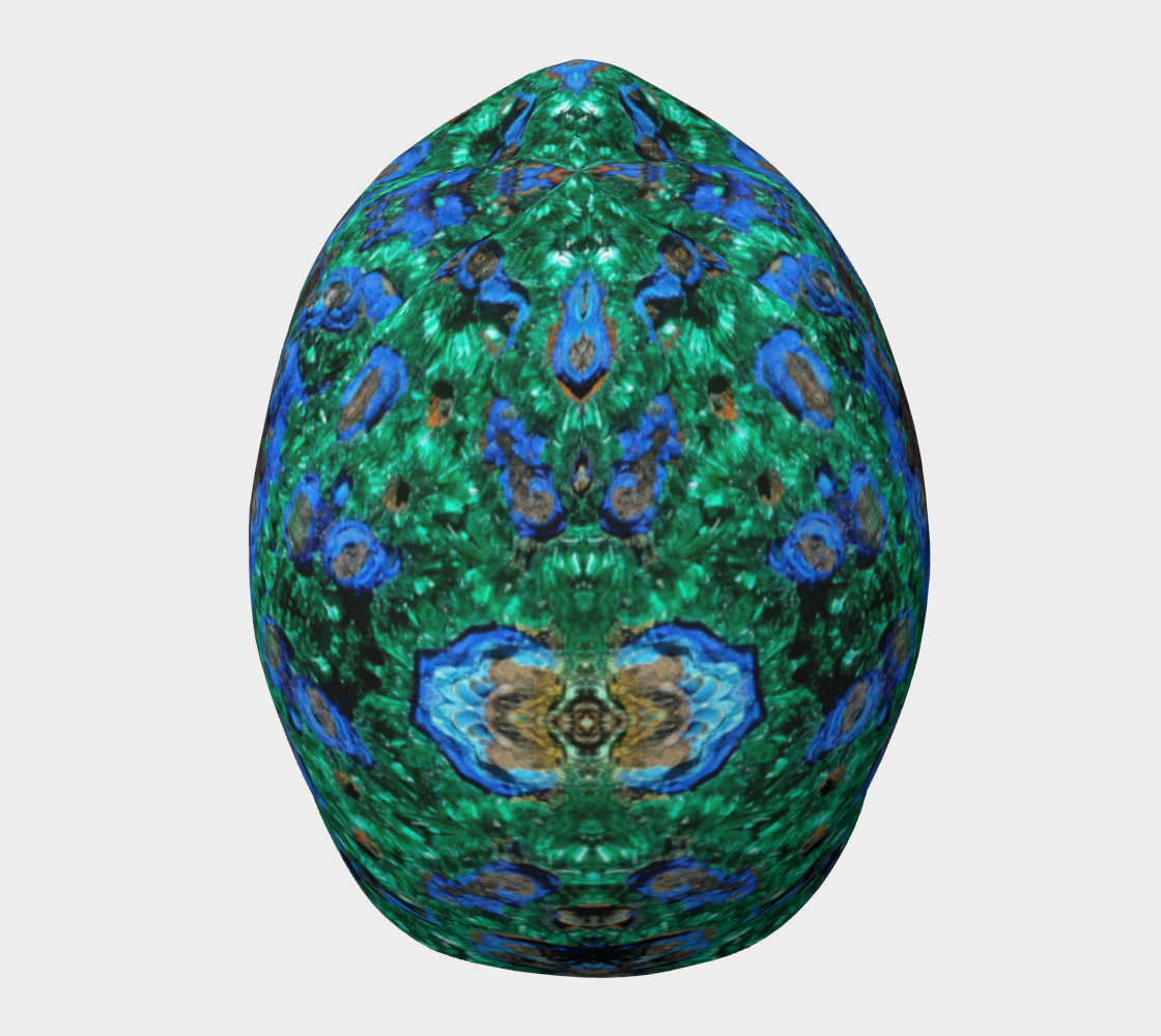 Beanie: Malachite Crystals and Azurite Botryoids, Queen Copper Mine, Bisbee, Arizona, USA, EX Yale, Circa 1900, Original Color Version 1
