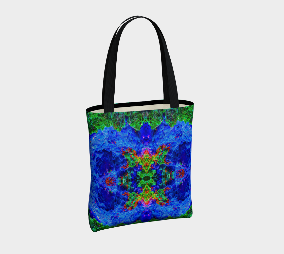 Tote Bag: Malachite Crystals and Azurite Botryoids and Red Cuprite, Queen Copper Mine, Bisbee, Arizona, Yale, Circa 1900, Original Color
