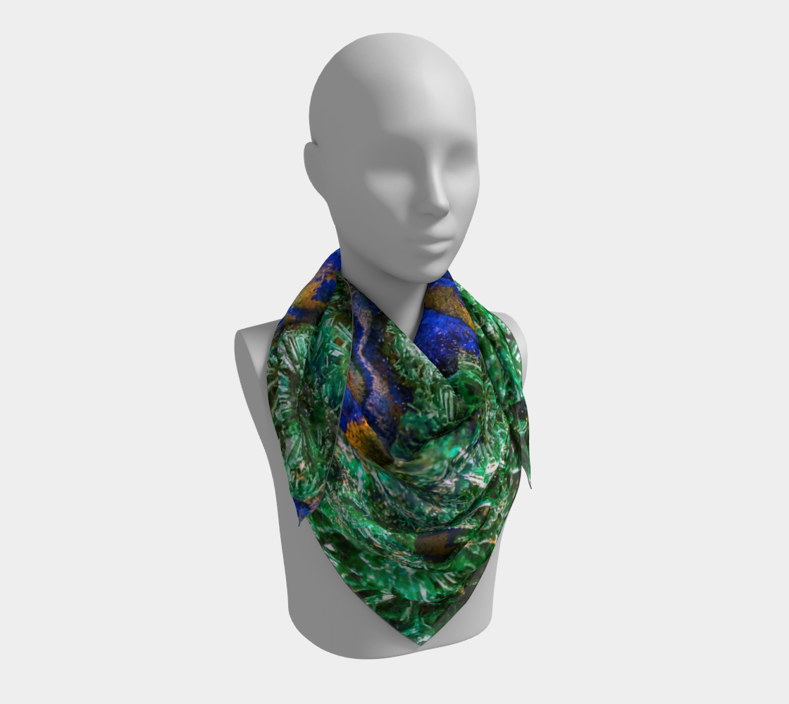Square Scarf: Malachite Crystals and Azurite Botryoids, Queen Copper Mine, Bisbee, Arizona, Yale Circa 1900, Inverted Color