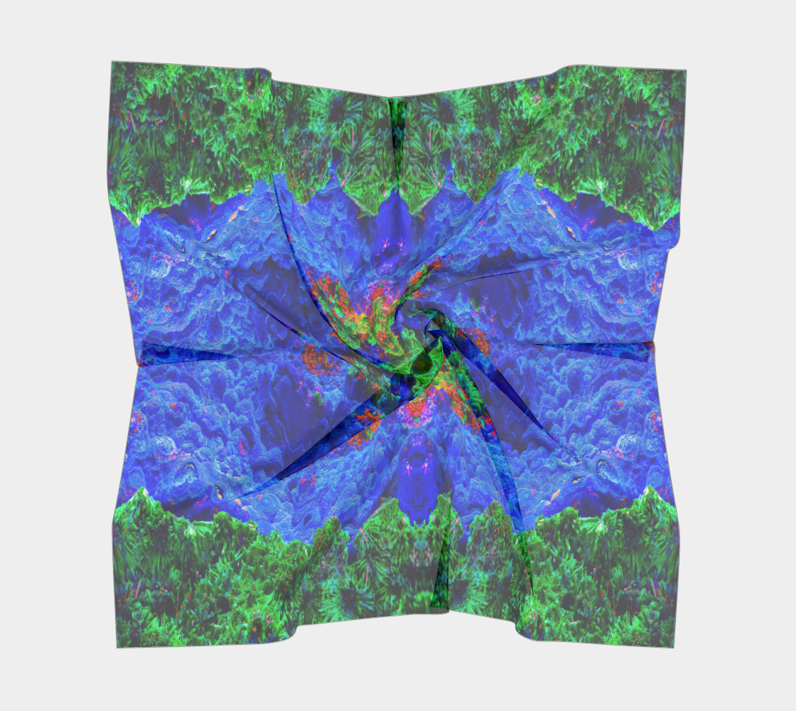 Square Scarf: Malachite Crystals and Azurite Botryoids and Red Cuprite, Queen Copper Mine, Bisbee, Arizona, Yale, Circa 1900, Original Color