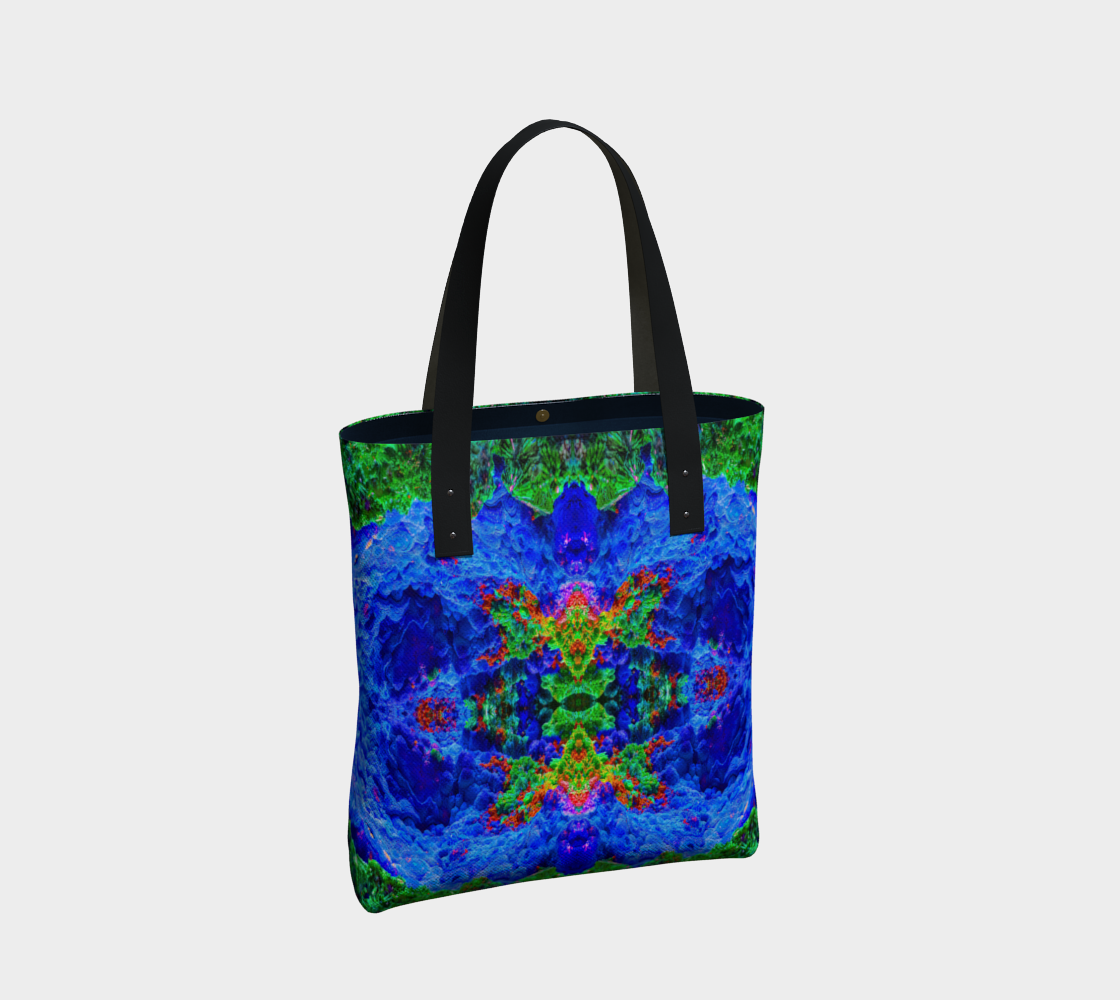 Tote Bag: Malachite Crystals and Azurite Botryoids and Red Cuprite, Queen Copper Mine, Bisbee, Arizona, Yale, Circa 1900, Original Color