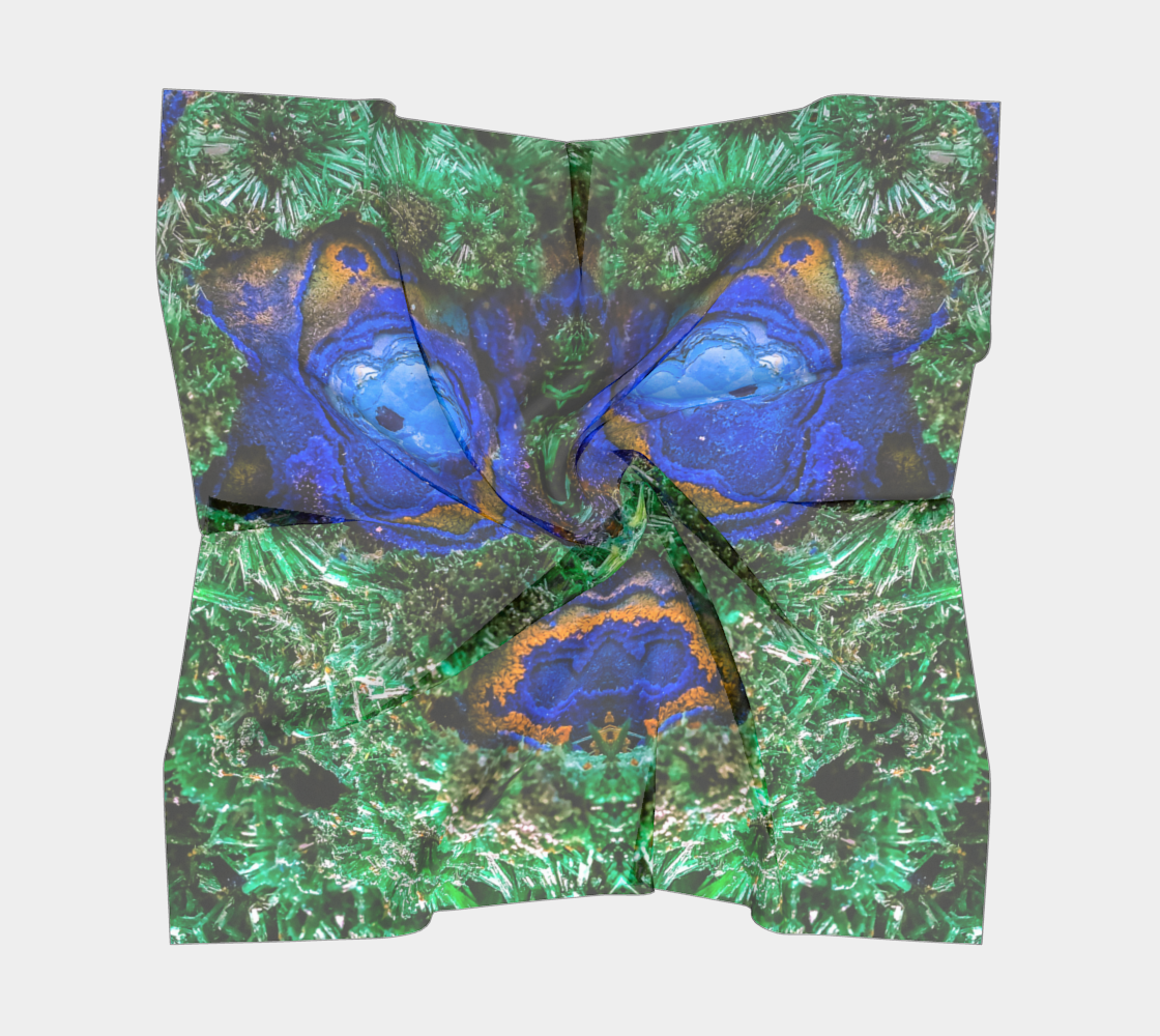 Square Scarf: Malachite Crystals and Azurite Botryoids, Queen Copper Mine, Bisbee, Arizona, Yale Circa 1900, Inverted Color