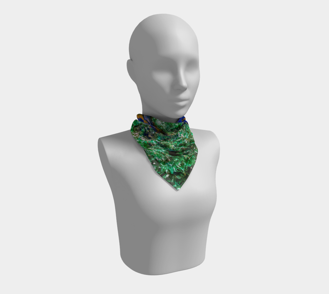 Square Scarf: Malachite Crystals and Azurite Botryoids, Queen Copper Mine, Bisbee, Arizona, Yale Circa 1900, Inverted Color