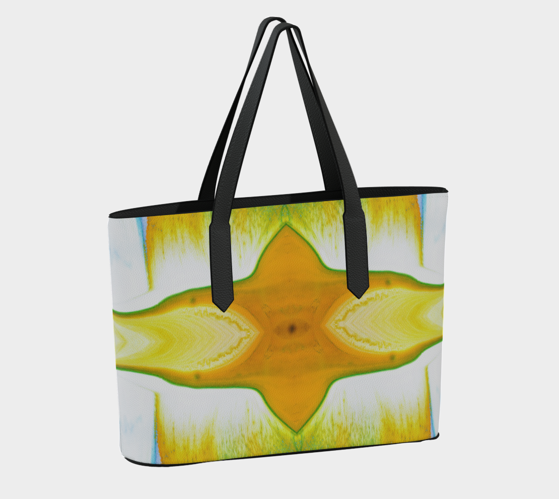 Vegan Leather Tote Bag: A Color (Hansa Yellow) and D color (Pthalo Green) Dispersing in Croom Acrylic House Paint
