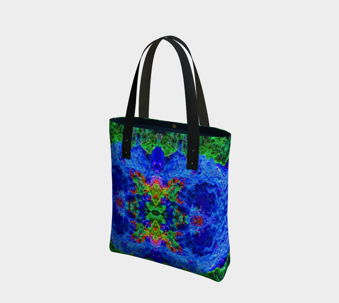 Tote Bag: Malachite Crystals and Azurite Botryoids and Red Cuprite, Queen Copper Mine, Bisbee, Arizona, Yale, Circa 1900, Original Color