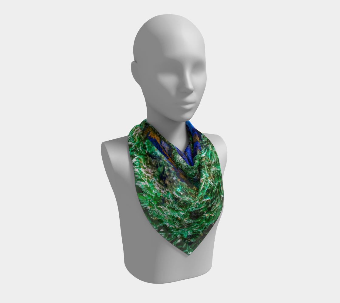 Square Scarf: Malachite Crystals and Azurite Botryoids, Queen Copper Mine, Bisbee, Arizona, Yale Circa 1900, Inverted Color