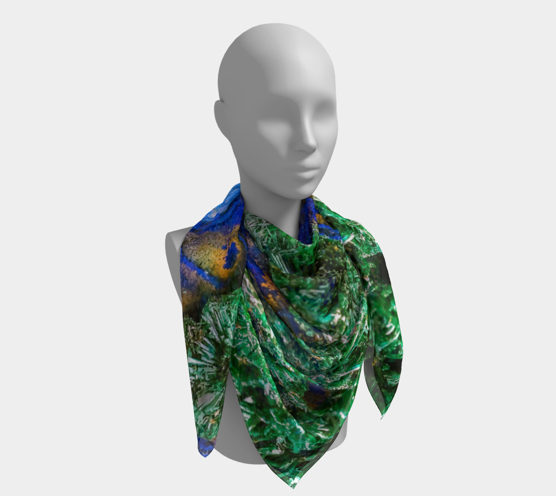 Square Scarf: Malachite Crystals and Azurite Botryoids, Queen Copper Mine, Bisbee, Arizona, Yale Circa 1900, Inverted Color