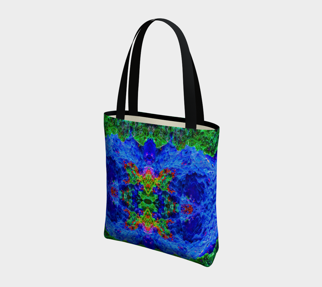 Tote Bag: Malachite Crystals and Azurite Botryoids and Red Cuprite, Queen Copper Mine, Bisbee, Arizona, Yale, Circa 1900, Original Color