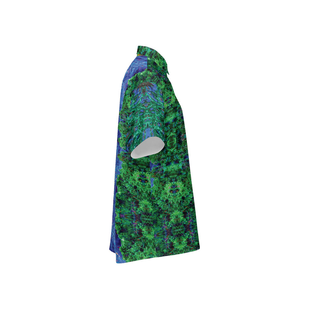 Short Sleeve ButtonUp Shirt: Malachite Crystals and Azurite Botryoids, Queen Copper Mine, Bisbee, Arizona, USA, EX Yale, Circa 1900, Original Color
