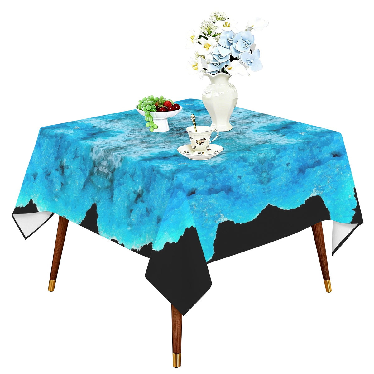 Tablecloth: Hyalite Opal, Blue — Chalk Mountain, Spruce Pine, Mitchell County, North Carolina, USA