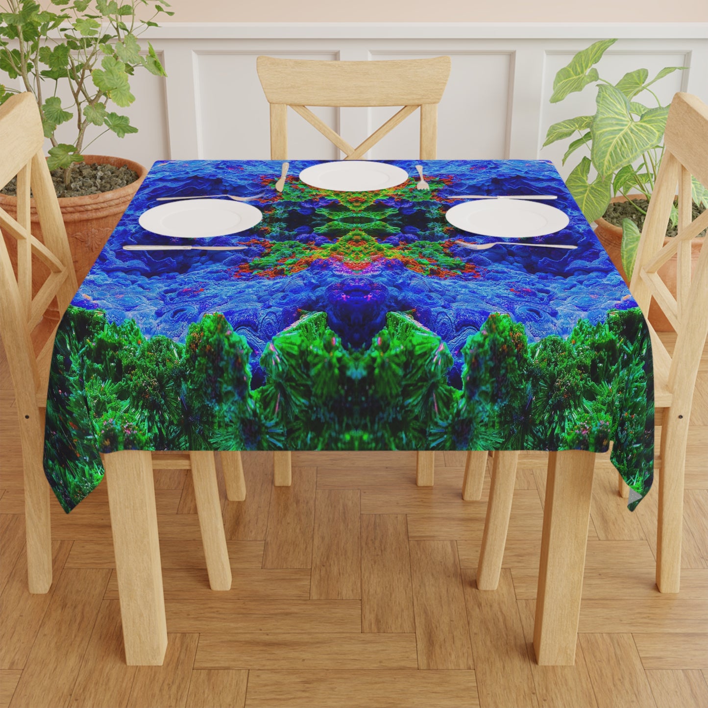 Tablecloth: Malachite Crystals and Azurite Botryoids, Queen Copper Mine, Bisbee, Arizona, USA, Yale Circa 1900, Original Color