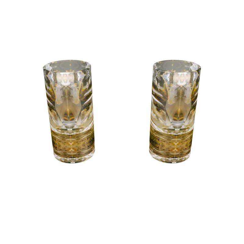 Round Shot Glass 2 Set: Quartz  Smoky , Hiddenite, North Carolina,  ,