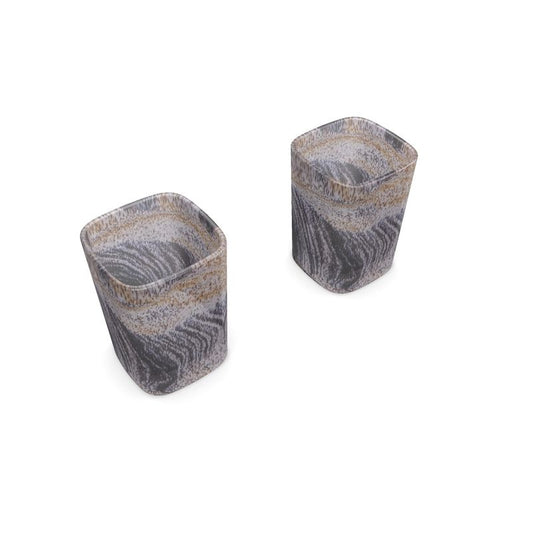 Square Shot Glasses (Set of 2): Quartz w Magnetite:Sand Dune, Cape Hat